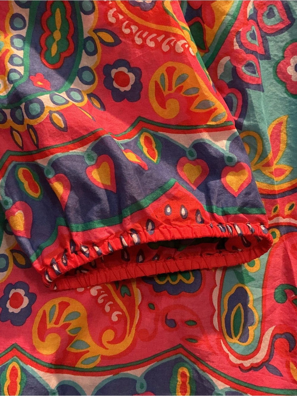 Talbots Boho Paisley Top in Teal and Coral - Picture 5 of 7